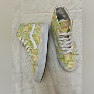 🛹 Vans Sk8-Hi Tapered Swirl Skate Shoes - Lime green, Blue, Yellow & White